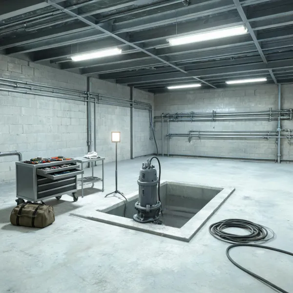Wastewater pump maintenance area