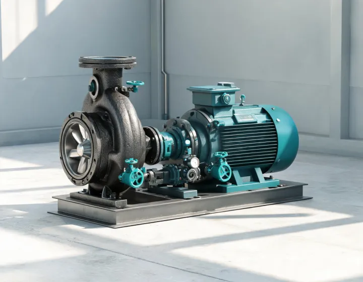 Industrial pump package on a clean technical floor